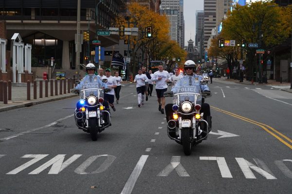 Runners participate in the Philadelphia Police Foundation's Market Street Run for Blue, Saturday Oct. 24, 2020, in Philadelphia.